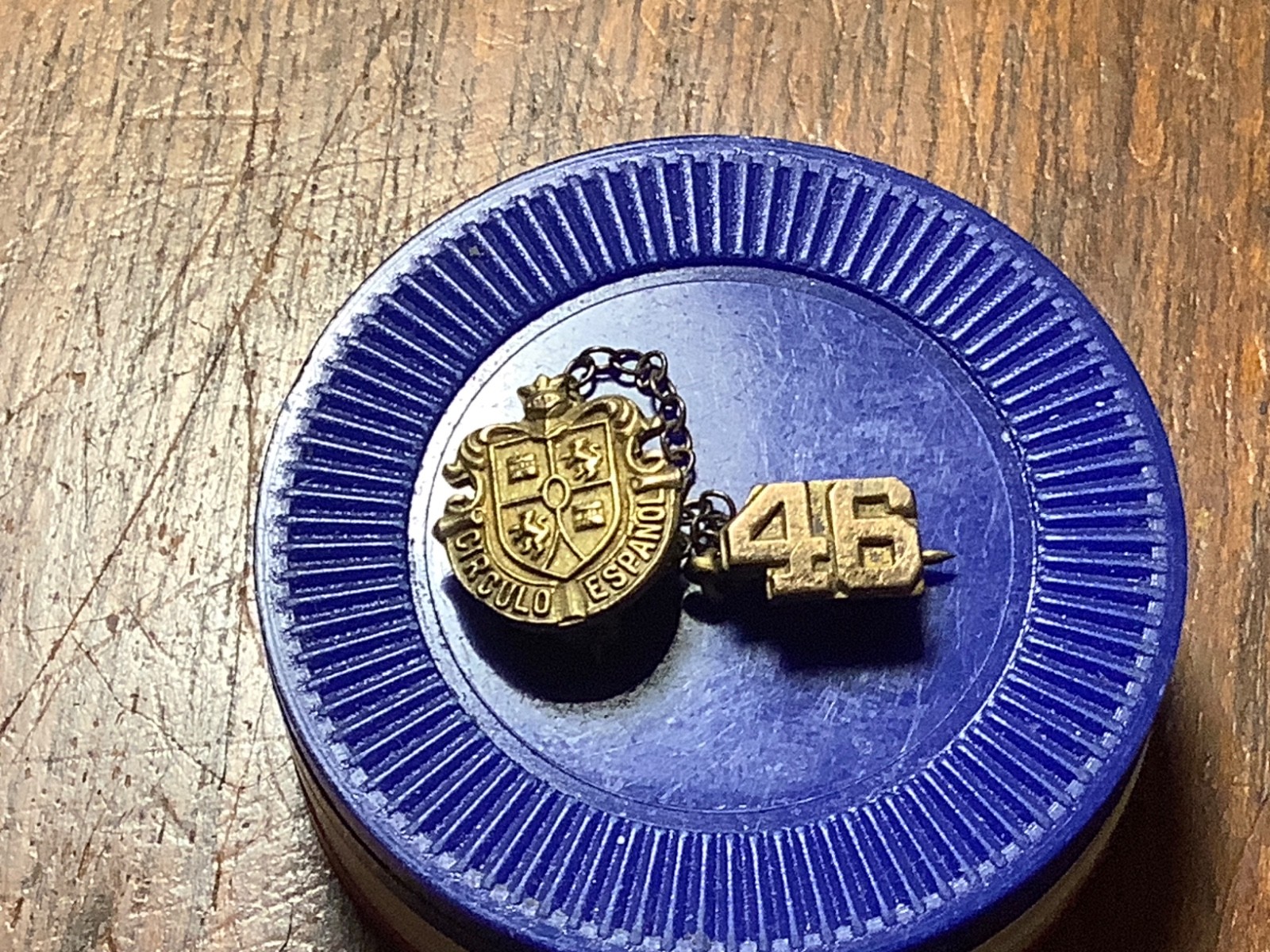 Vintage Gold Filled Spanish Club Circulo Espanol Pin Set - 1946
