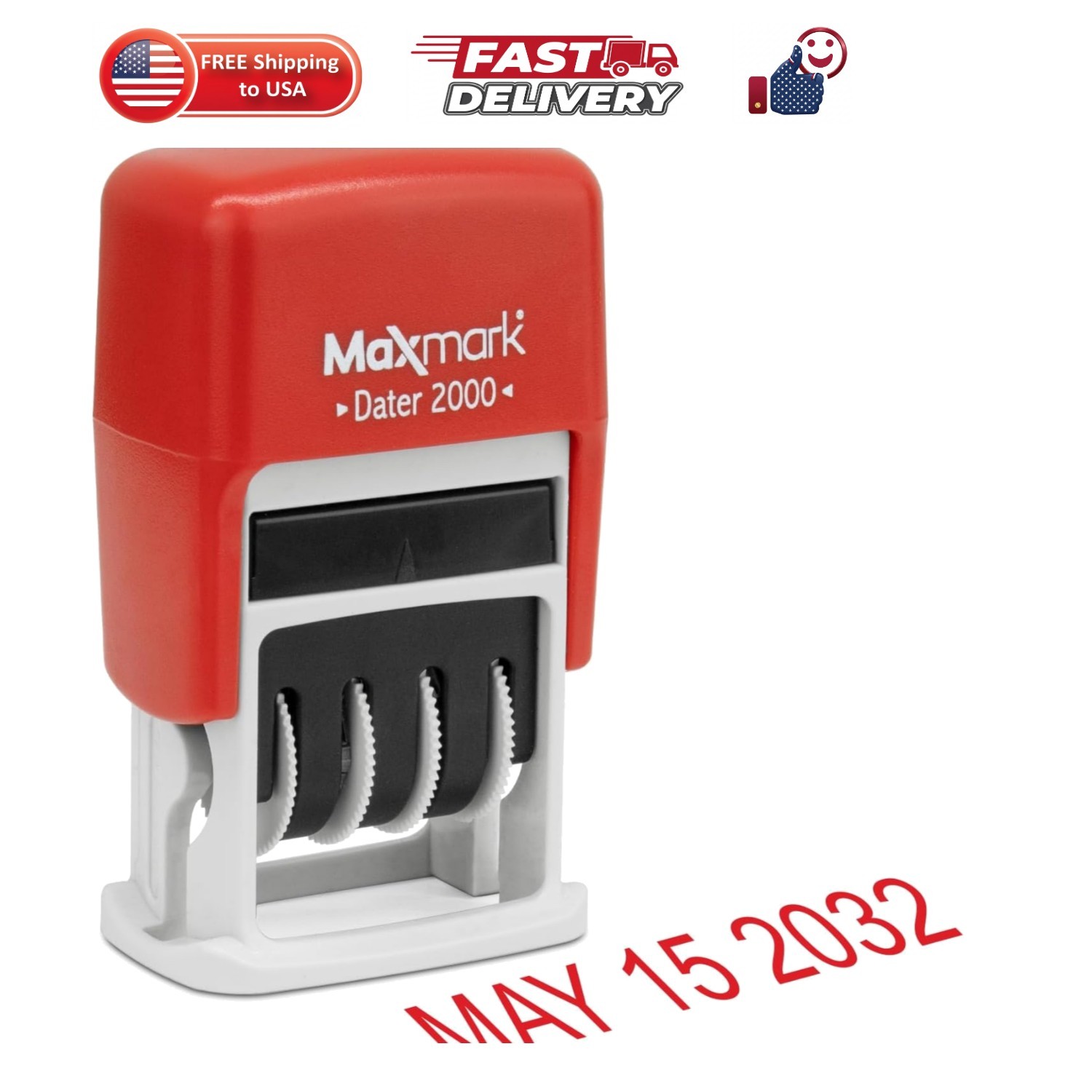 2000 Dater Self Inking Date Stamp - Red