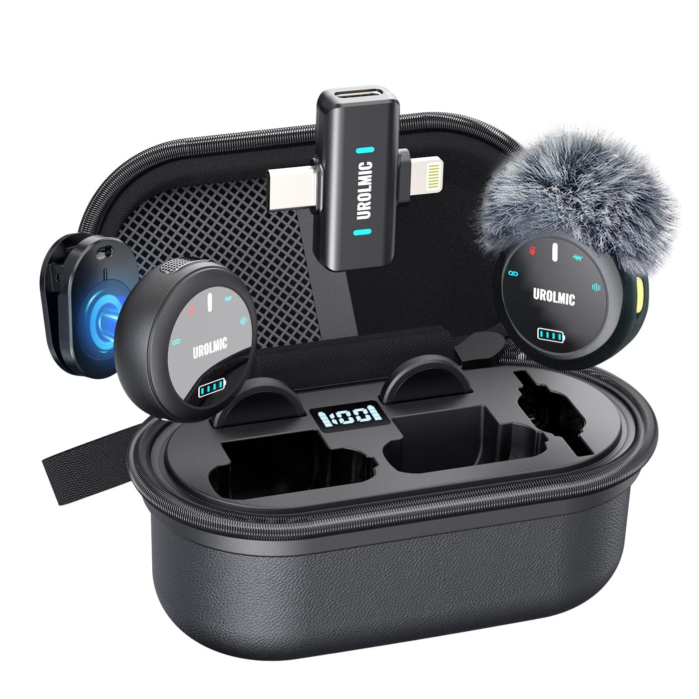 Wireless Lavalier Microphone, 40-Hour Battery, 55m Range, Magnetic Clip