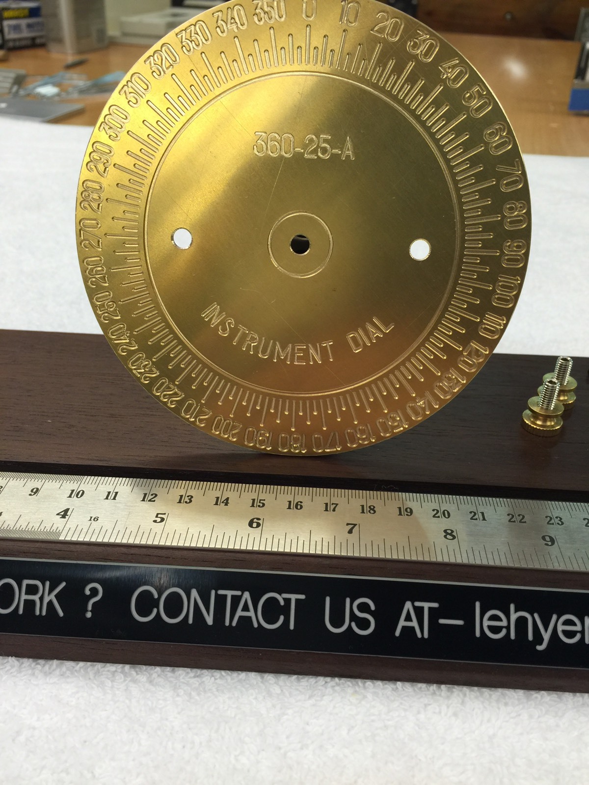 BRASS ENGRAVING PLATE FOR NEW HERMES FONT TRAY INSTRUMENT DIAL 0-360 DEGREES