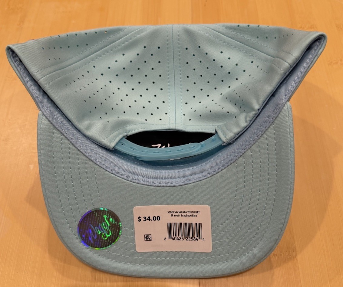 Waggle Scoop & Swags Blue Solid Snapback Hat Youth Teens Adjustable Cap