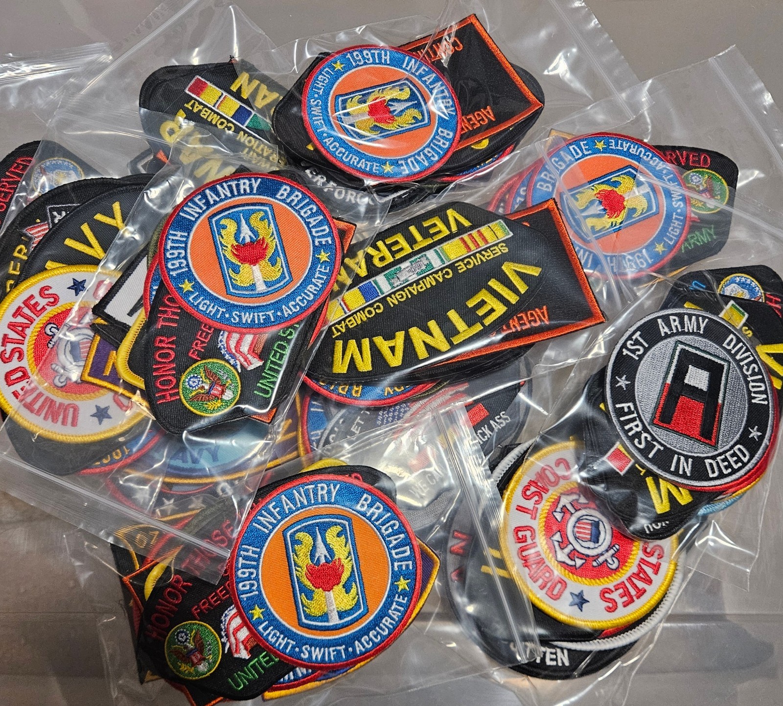 Dealers Wholesale Bulk Lot of 10 Random Veteran and Military Patches