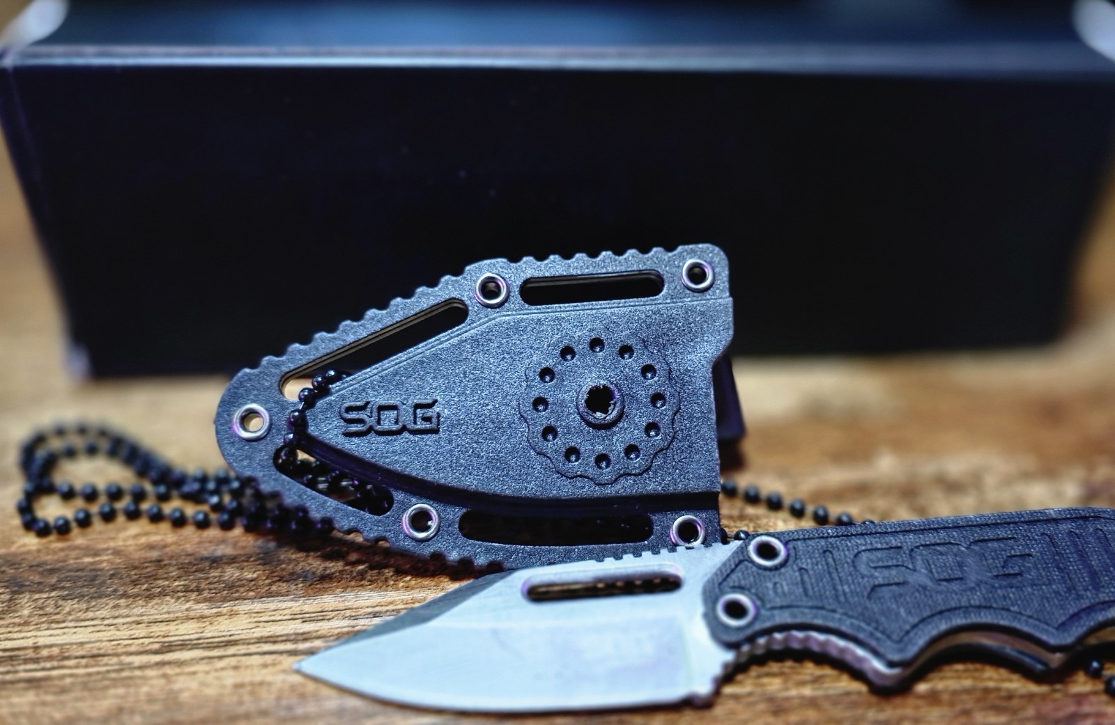 Sog Instinct Mini Fixed Blade Knife With Sheath And Box                     nwob