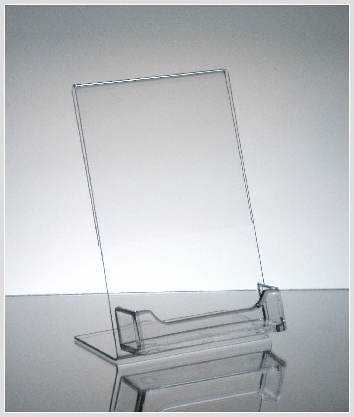 10 Acrylic 4" x 6" Slanted Sign Holders with Business Card Holder