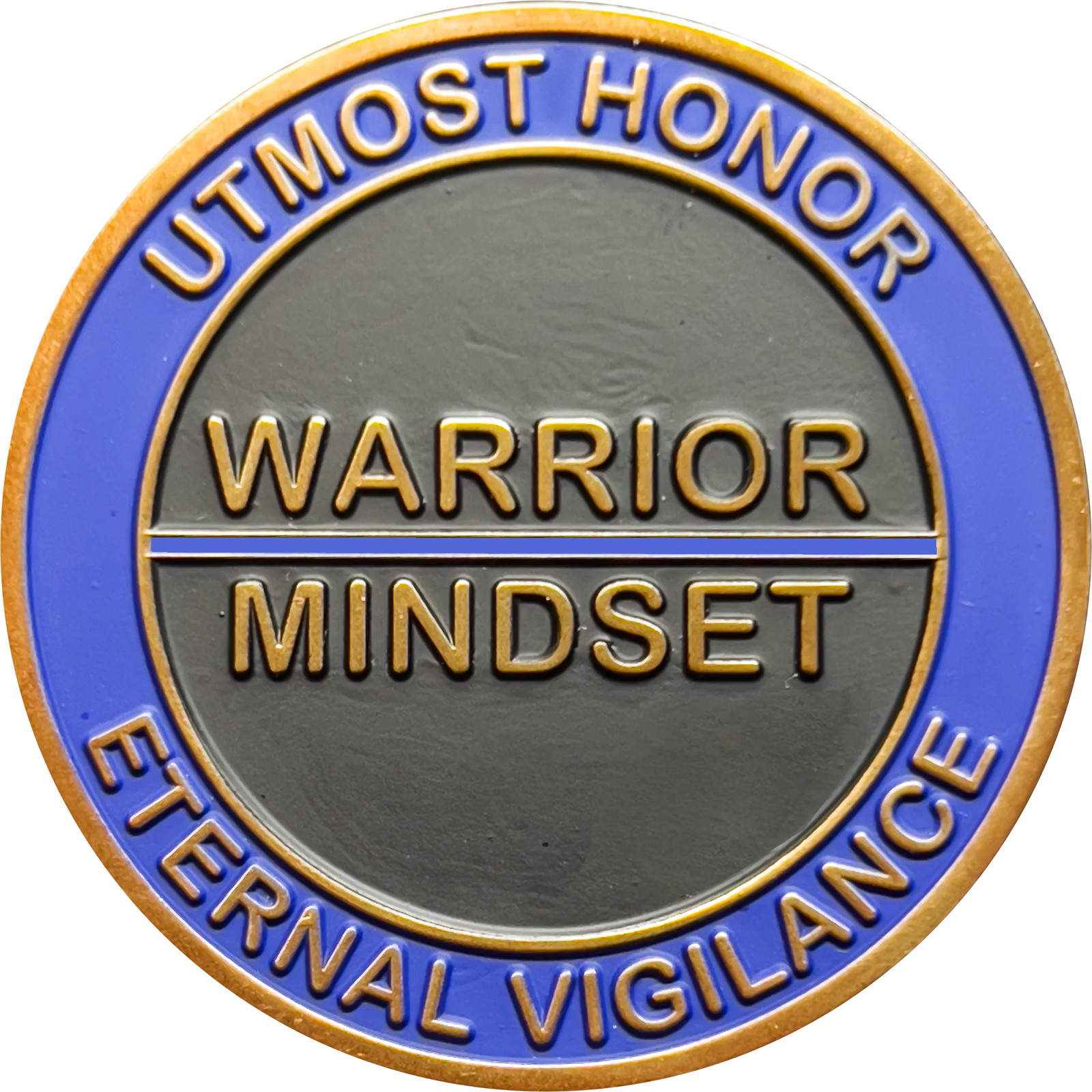 GL8-004 Warrior Mindset Challenge Coin Thin Blue Line NYPD LAPD ATF FBI CBP