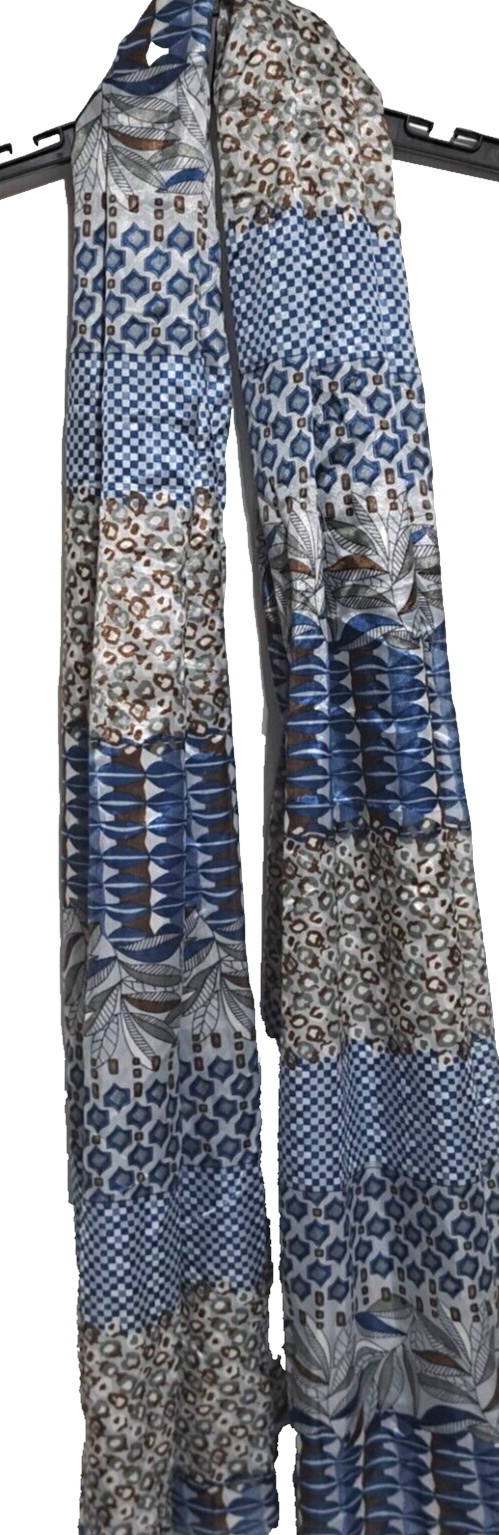 D&Y BRAND NEW Scarf Womens One Size Blue floral Lightweight 100% polyester