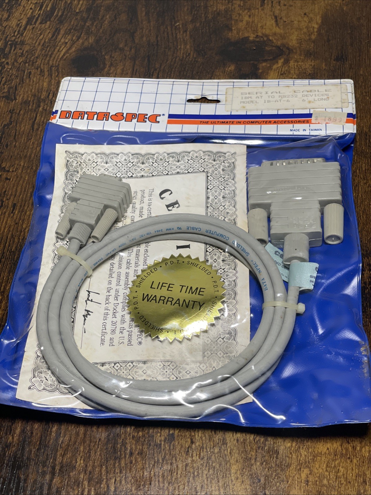 VINTAGE SERIAL CABLE IBM AT TO RS232 Devices IB-AT-6  6’FT NEW SEALED WITH CERT