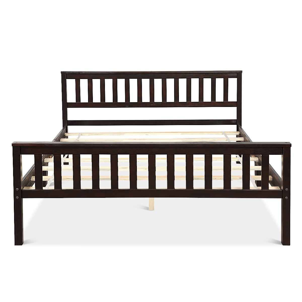 Topbuy Wood Bed Frame Wooden Slat Support Platform W/ Headboard Queen Size