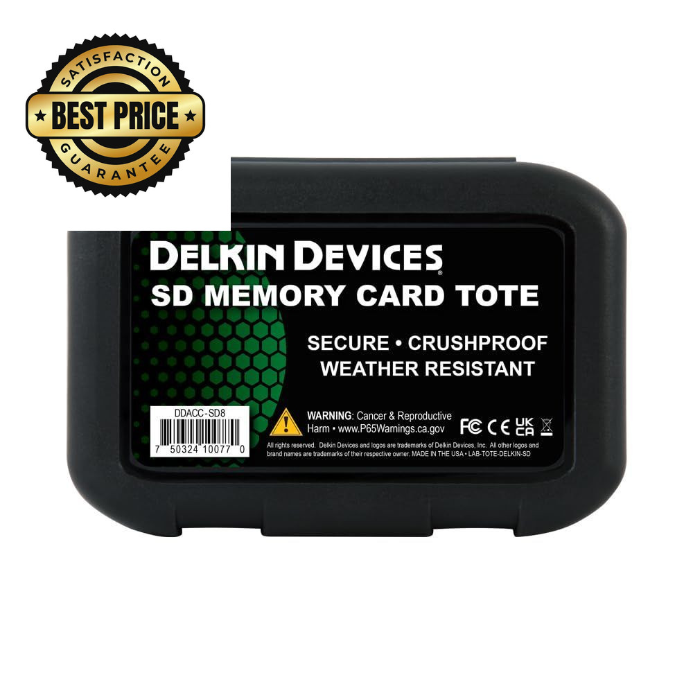 Delkin Devices SD Card Holders Tote – Weather Resistant, Crushproof Black