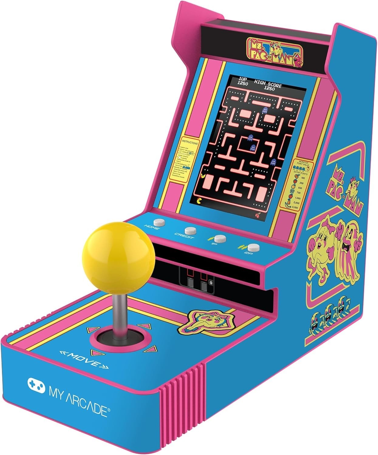 Ms. Pac-Man Joystick Player: Arcade Classics, Retro Games, Mini Video Game Co...