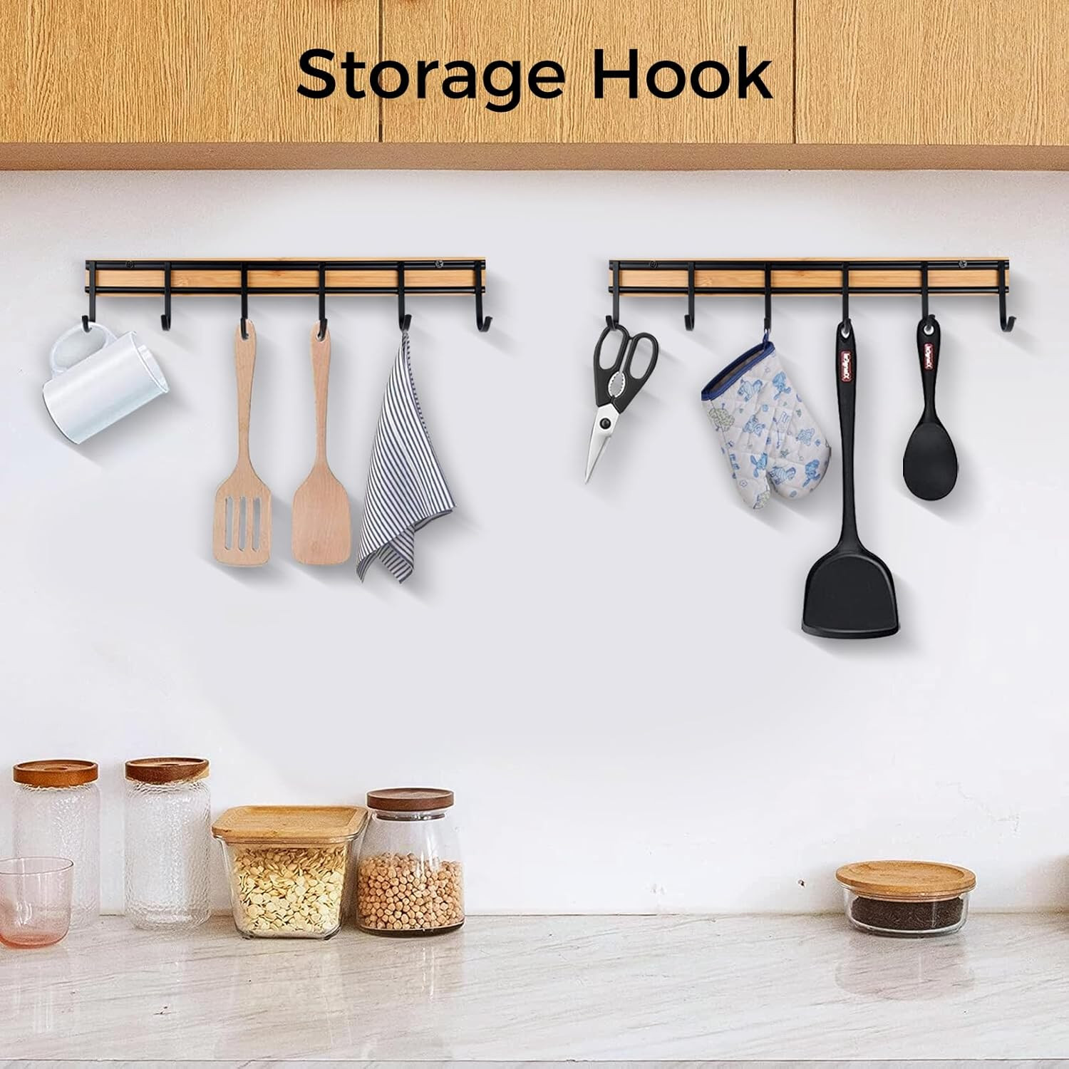 Kitchen Utensil Hanger, 2 Set Wall Mount Kitchen Hooks for Hanging Utensils | 15