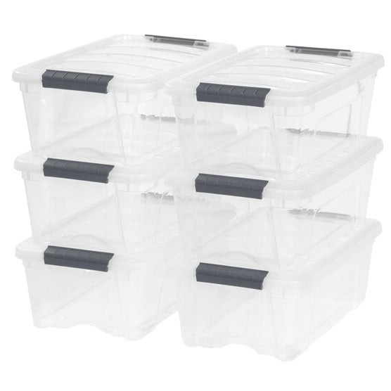 IRIS 12.9 Quart Buckle Up Storage Bin, 6-pack - *FREE SHIPPING*