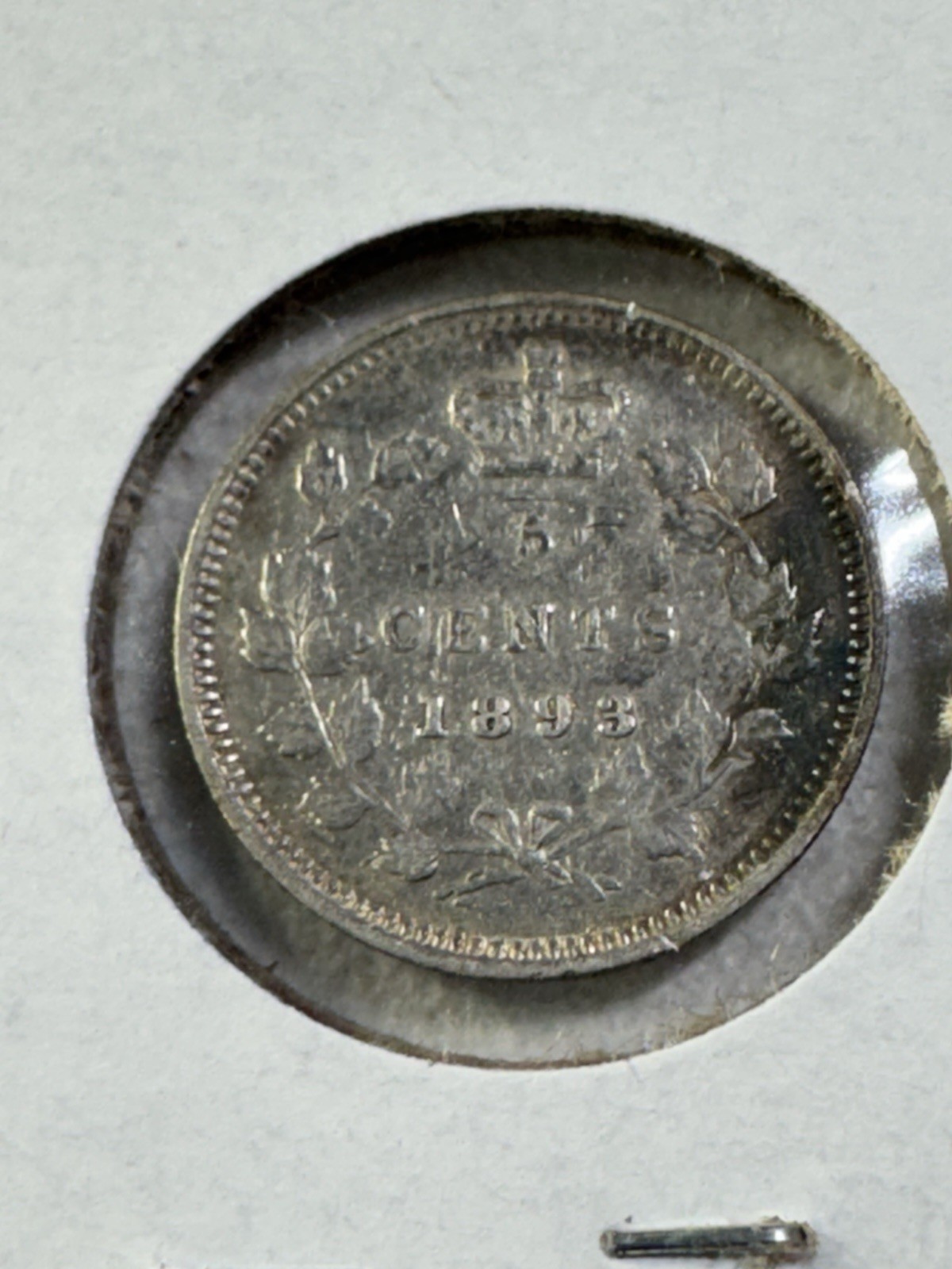 1893 Canada 5 Cents Small Silver Coin Cleaned