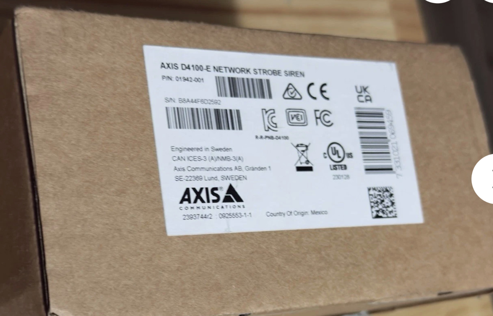 Axis Communications D4100-E Strobe Siren (Network Accessed)