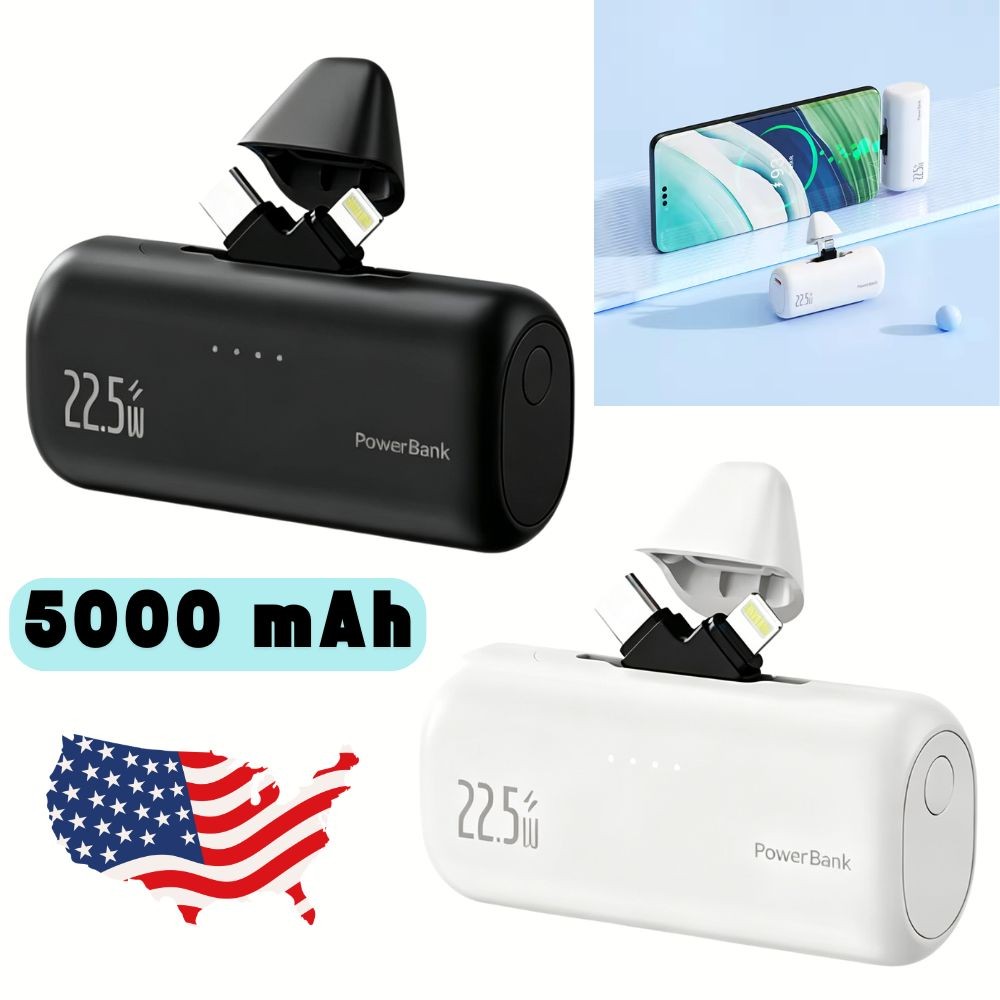 5000mAh Mini Power Bank External Battery Fast Charger For iPhone 17 16 15 14 13