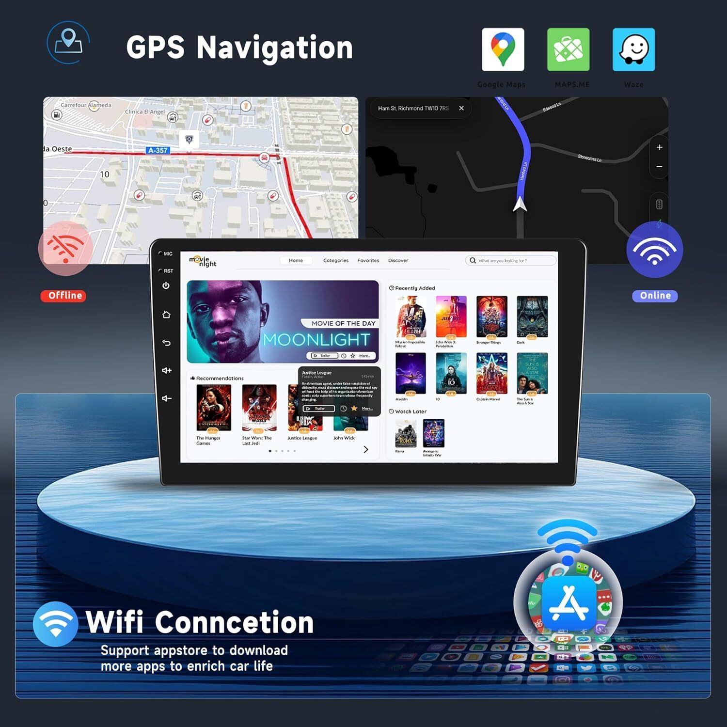 CarPlay Android 13 Car Stereo Radio GPS WiFi CAM For Toyota RAV4 2001-2008