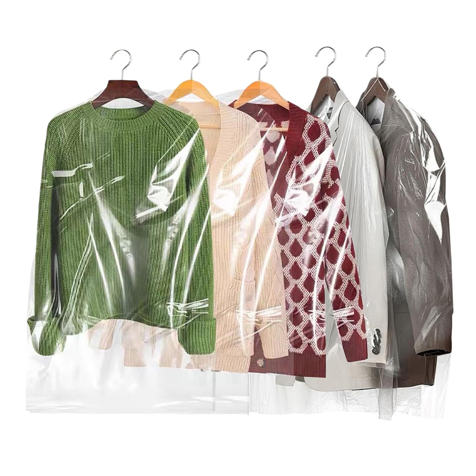 10 Pack Clear Garment Bags Dustproof Clothes Storage Covers
