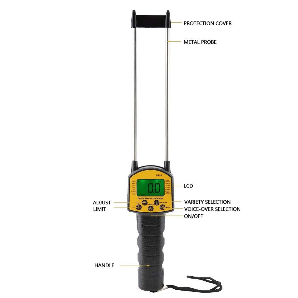 AR991 Digital LCD Grain Moisture Meter for Wheat Corn Rice Peanut Soybean
