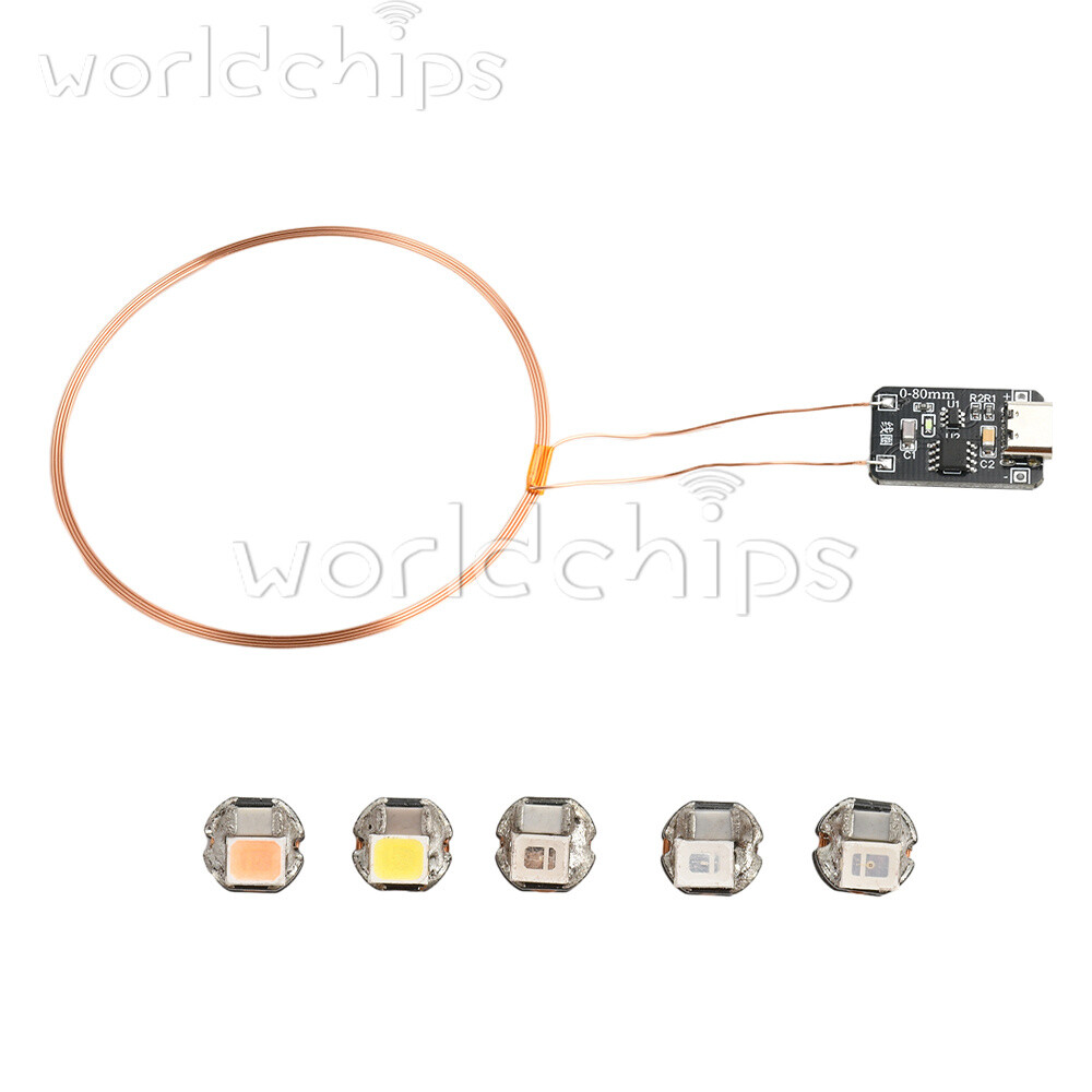 0~80mm Induction Wireless Power Supply Transmitter Coil Module + 5PCS Led Lamp