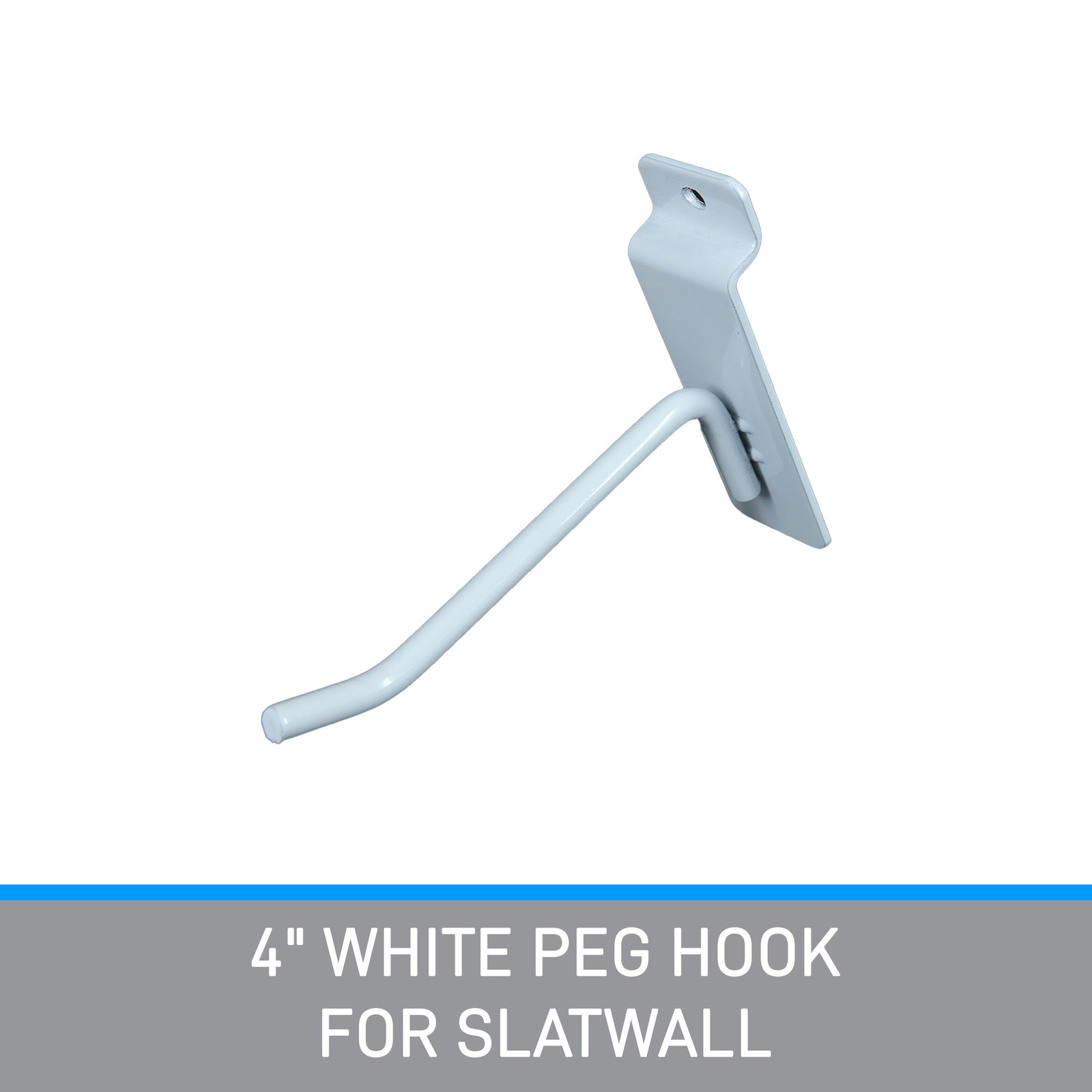 SSWBasics 4" Peg Hook For Slatwall - Pack of 50 - White