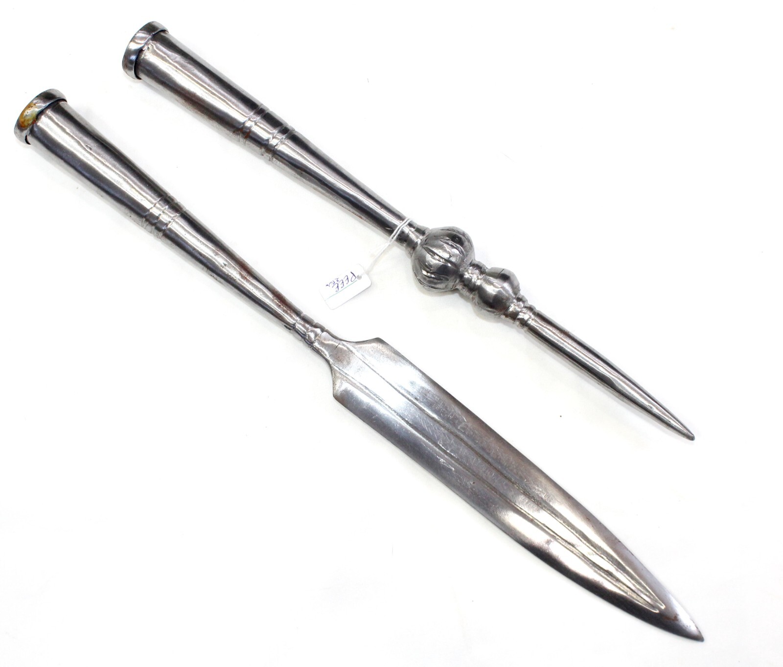 Tribal Spear Set head Spear Bhala Stiletto Boot Survival Bowie Top Bottom j456