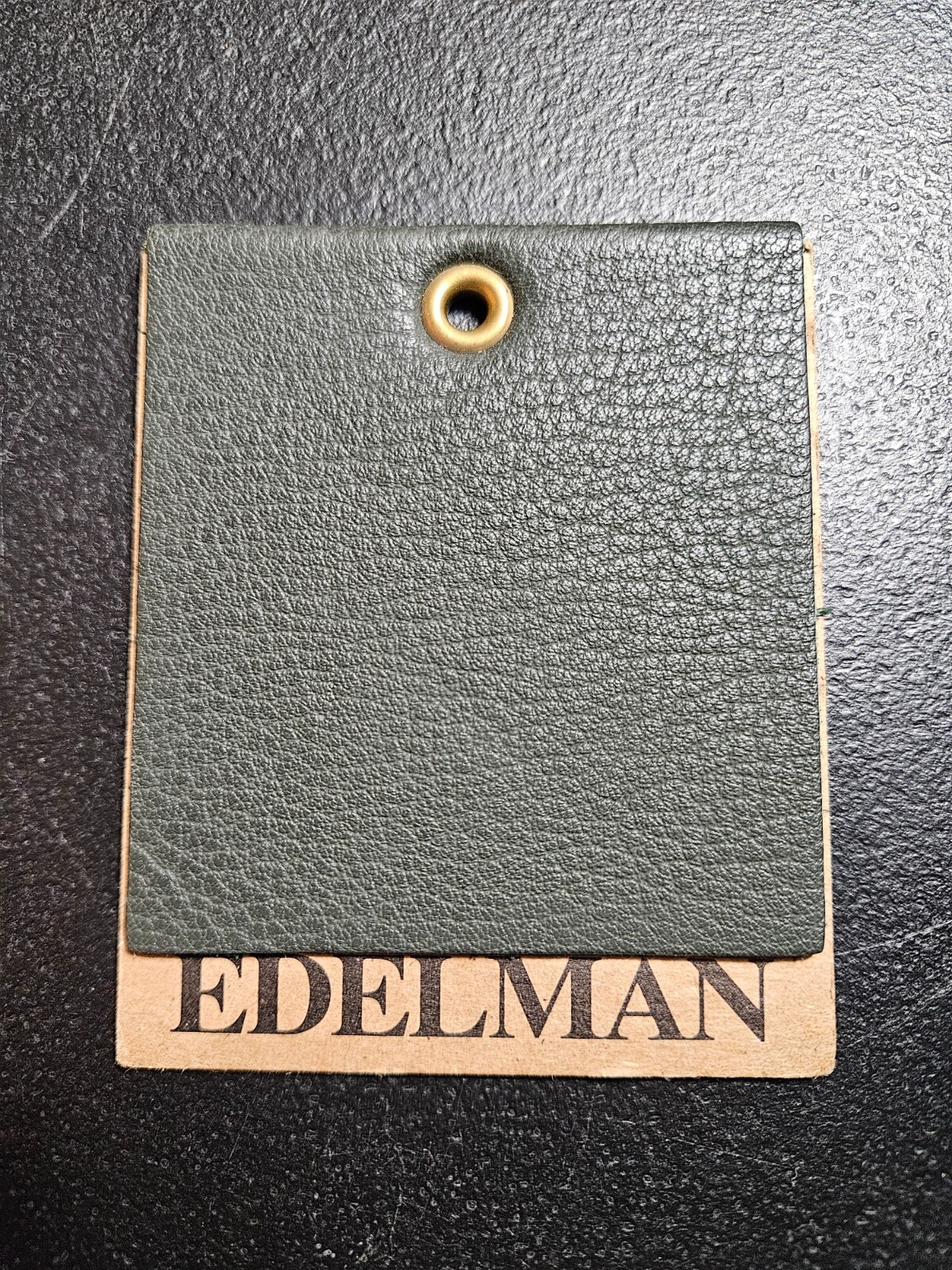 EDELMAN LEATHER 3 X 3 PATCH. SHRUNKEN BUFFALO BULL, "MIDNIGHT GREEN" SHRUNKEN