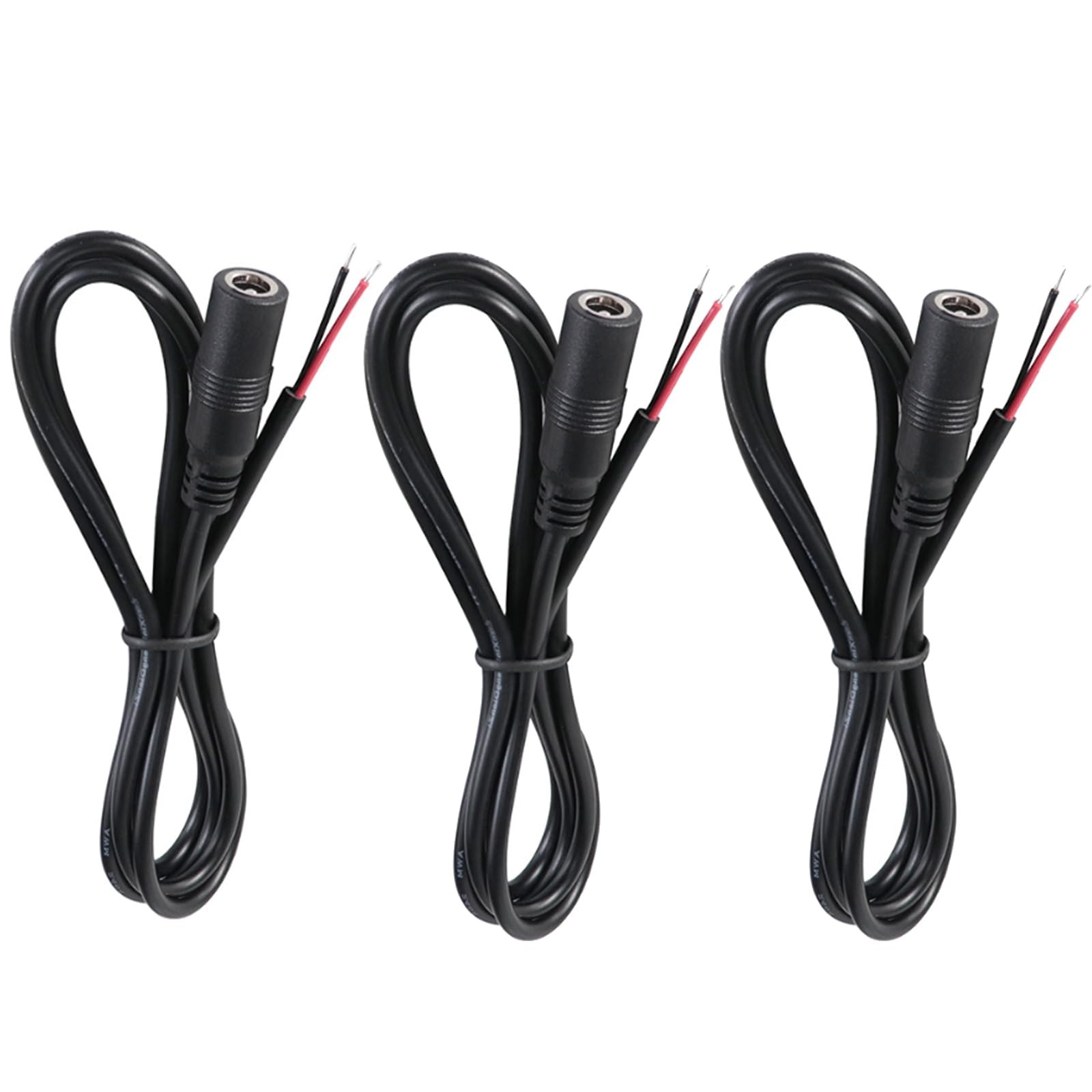 3PCS Long 18AWG 2.5mm x 5.5mm DC Power Plug Pigtail Cable Female,1M/3.3FT 7A ...