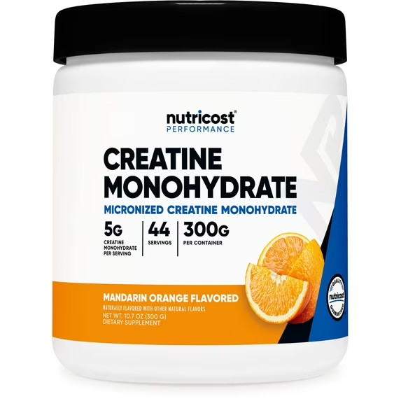 Nutricost Creatine Monohydrate Powder  300 g - Mandarin Orange - EXP 10/2027