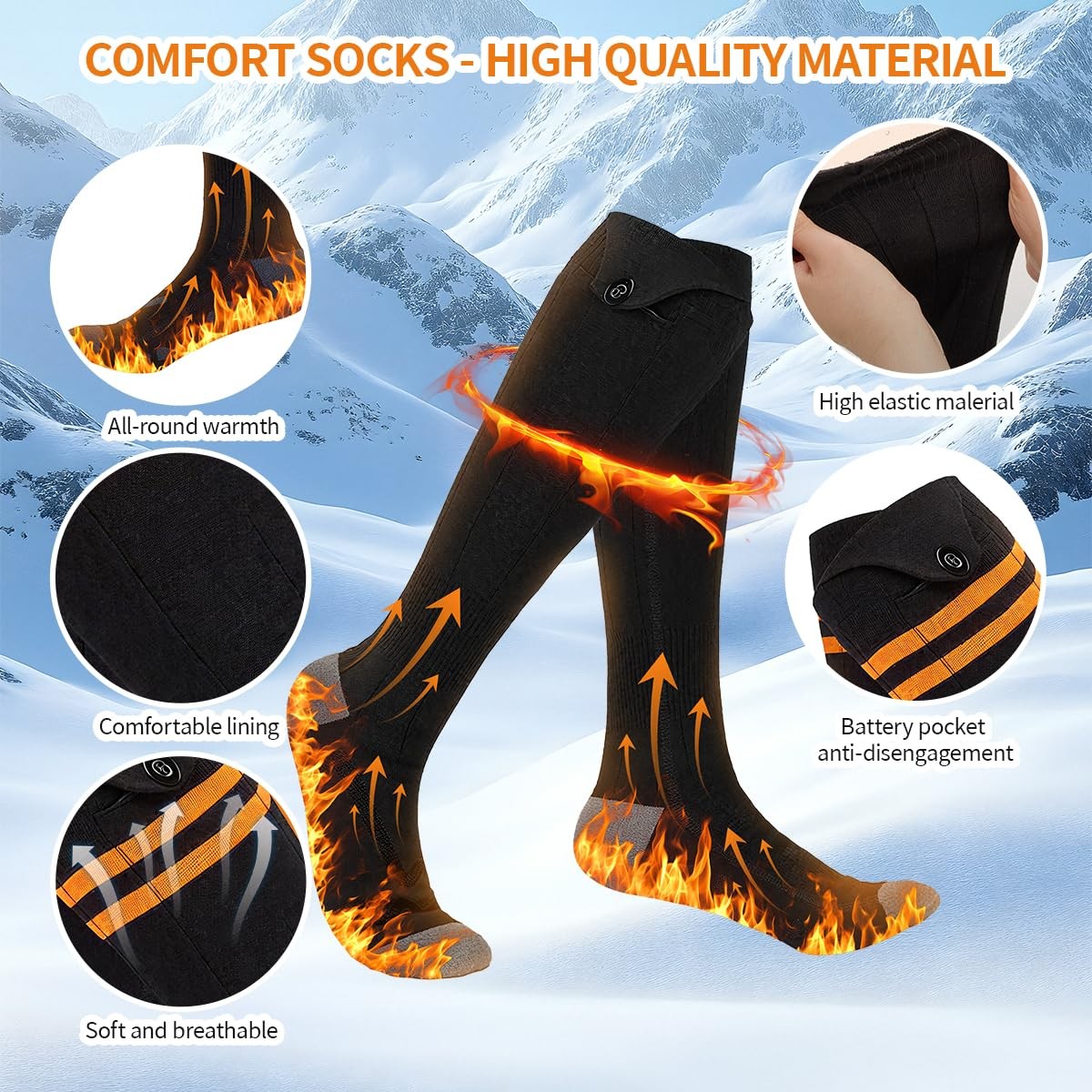 Graciadeco Heated Socks for Men Women, Socks Foot Warmers, Rechargeable Heate...