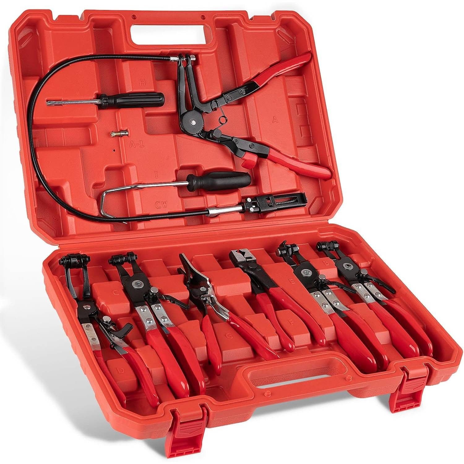 10Pc Hose Clamp Clip Remover Pliers Wire Long Reach Kit Fuel Oil Water Hose Tool