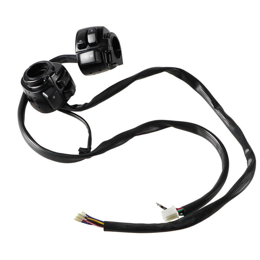 1" Motorcycle Handlebar Control Switches w/ Wiring Harness Kit For Harley Black