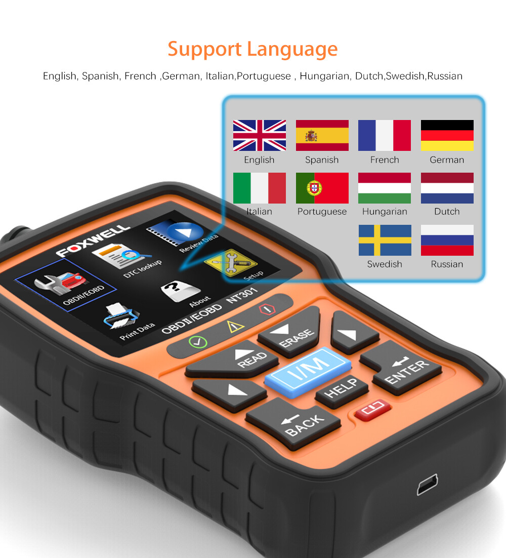 Foxwell NT301 OBD2 Scanner Code Reader OBD II Check Engine Car Diagnostic Tool