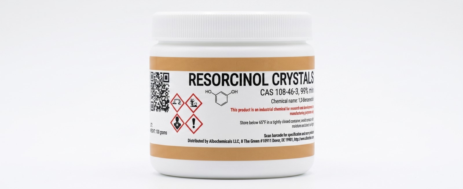 Resorcinol Powder Cosmetic Grade, 99% min, 100 grams