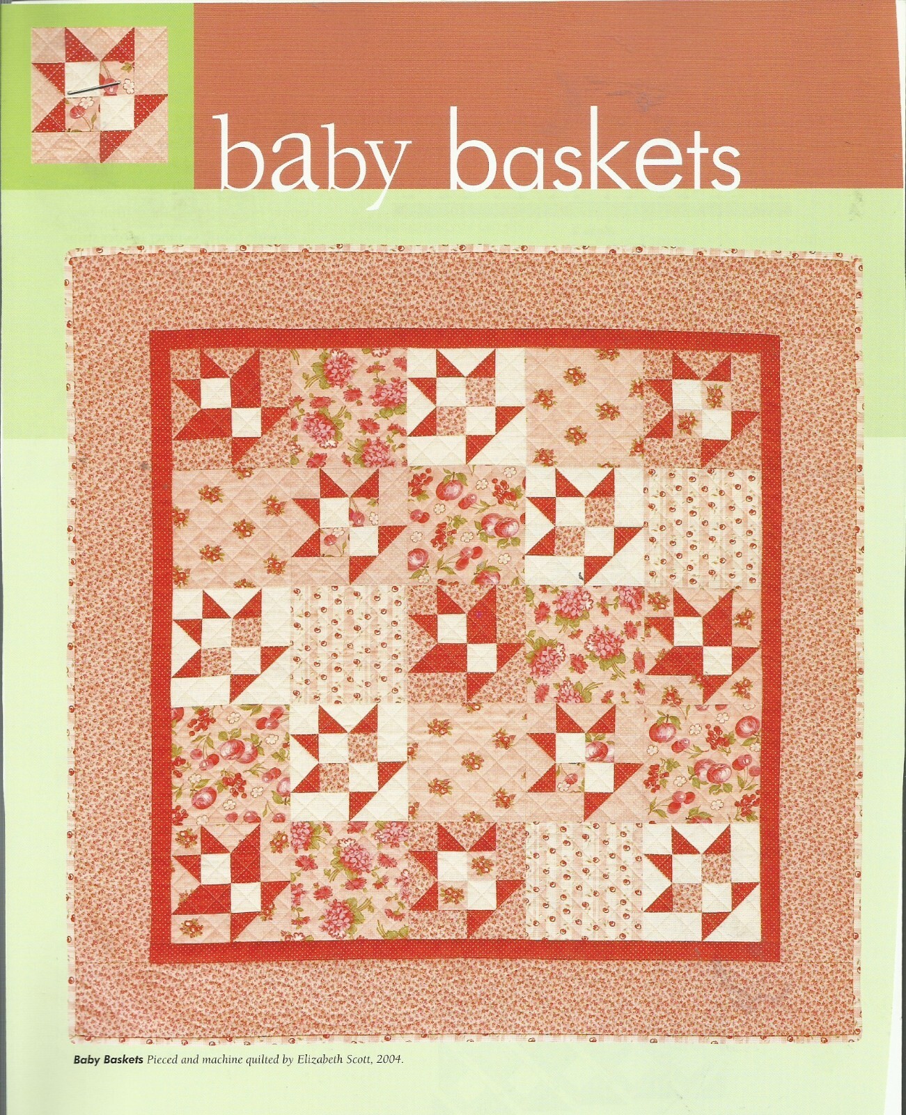 C0355 BABY BASKETS BABY  QUILT PATTERN/INSTRUCTIONS