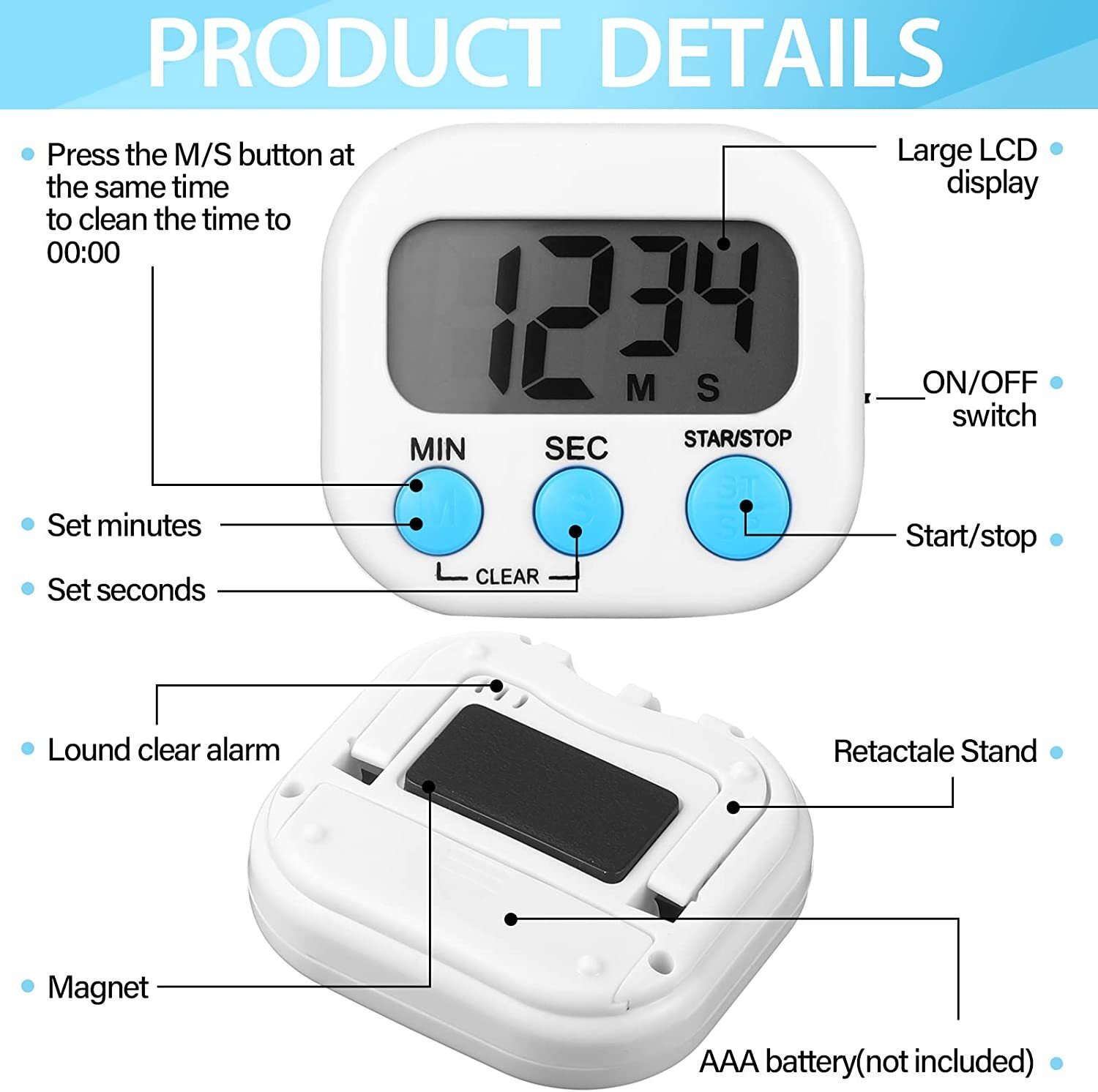 Digital Kitchen Timer Magnetic Countdown Timer Multifunctional positive Teacher