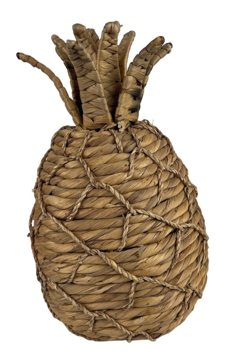 Pineapple Wicker Rattan Woven Decor Tiki Boho Large 14" New Home Greeting