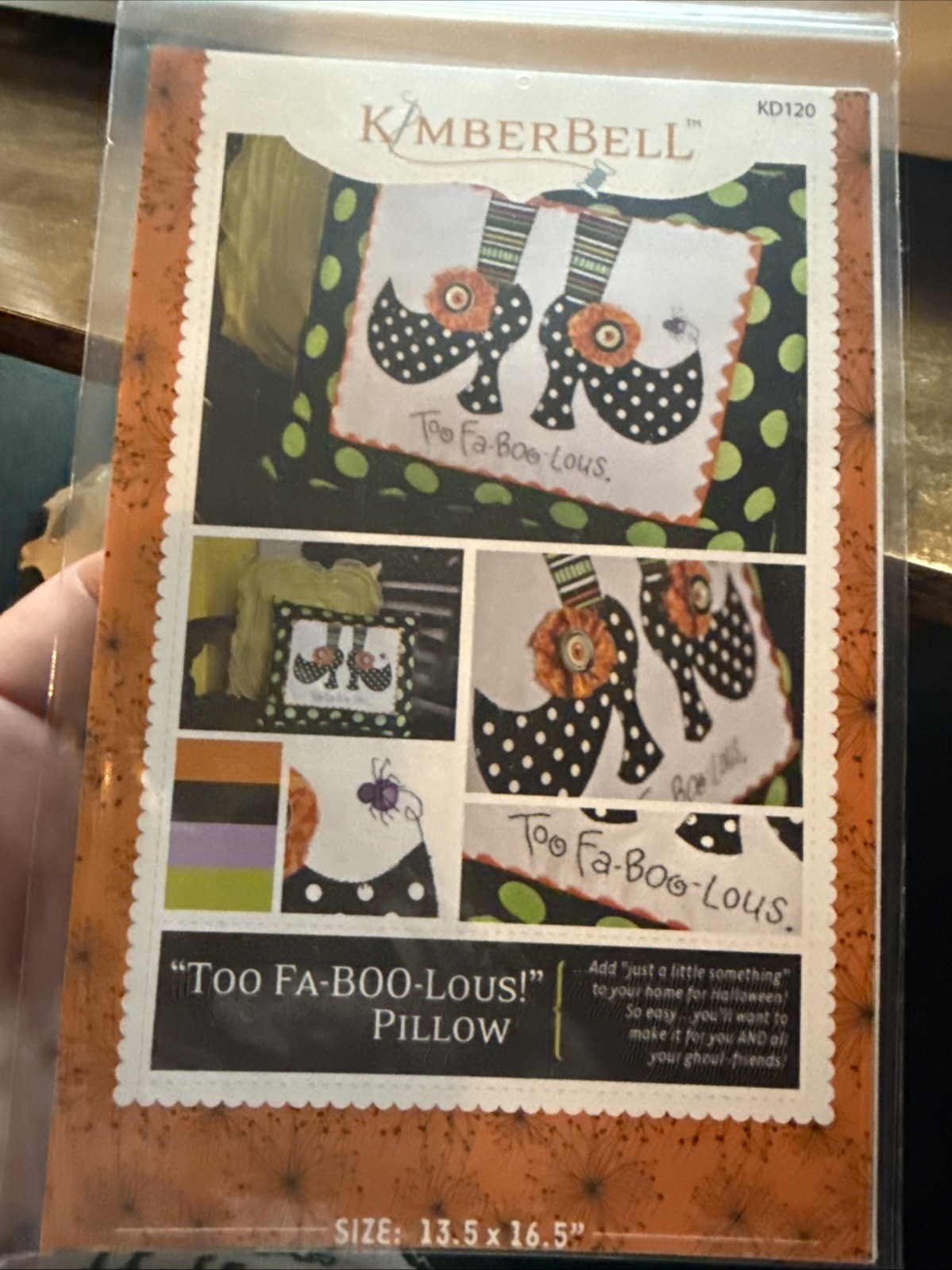 TOO FA-BOO-LOUS Pillow Quilt Pattern Kimberbell 13.5" x 16.5"