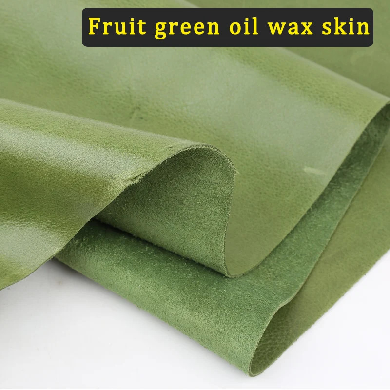 Fruit Green Oil Wax Cowhide Leather 1.2mm Thick Fabric Sofa Headboard Seat Mater