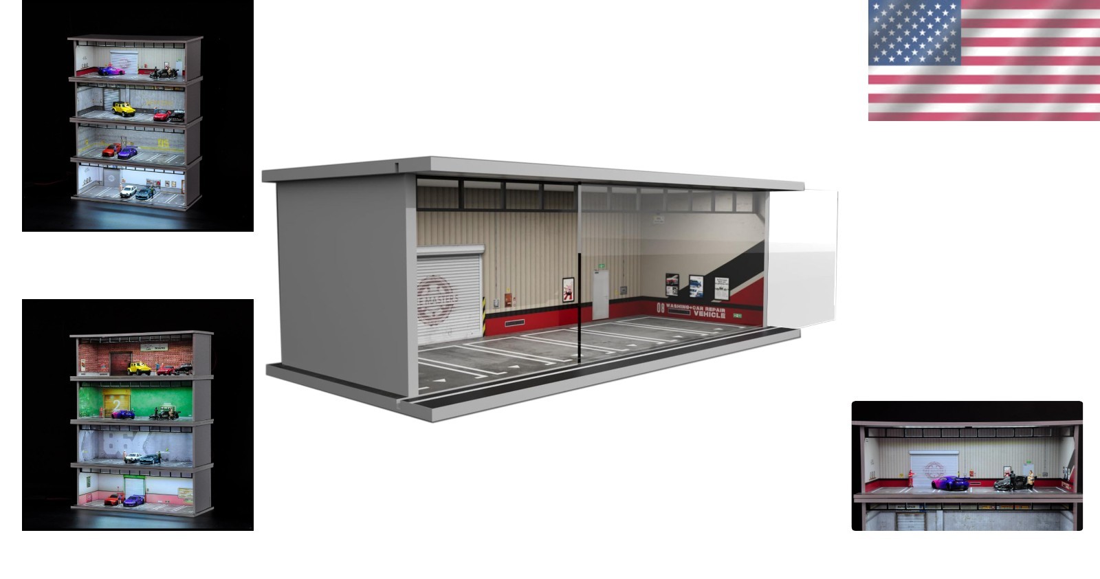 LED Lighted 1/64 Diorama Display Case for Hot Wheels – Stackable Acrylic Garage