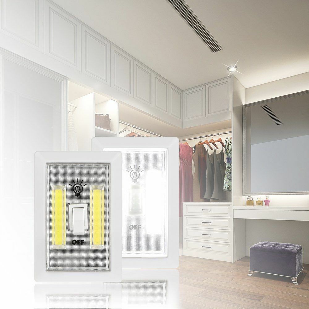 Mini COB LED Switch Wall Night Light Battery Operated Cabinet Garage Light G