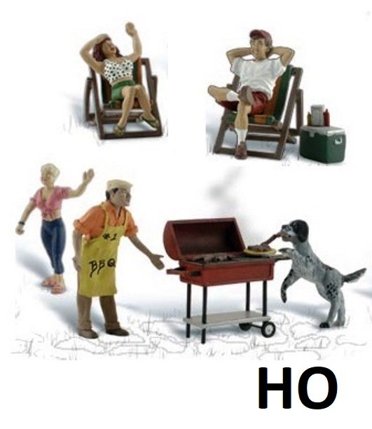 HO Scale - Backyard Barbeque (9 pcs.) by Woodland Scenics #WOO-A1929