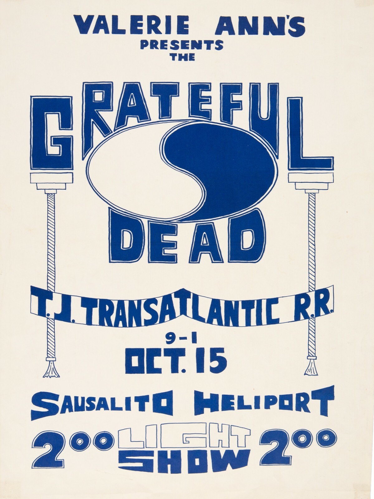 1966 Grateful Dead Collectible NEW METAL SIGN: Sausalito California Heliport