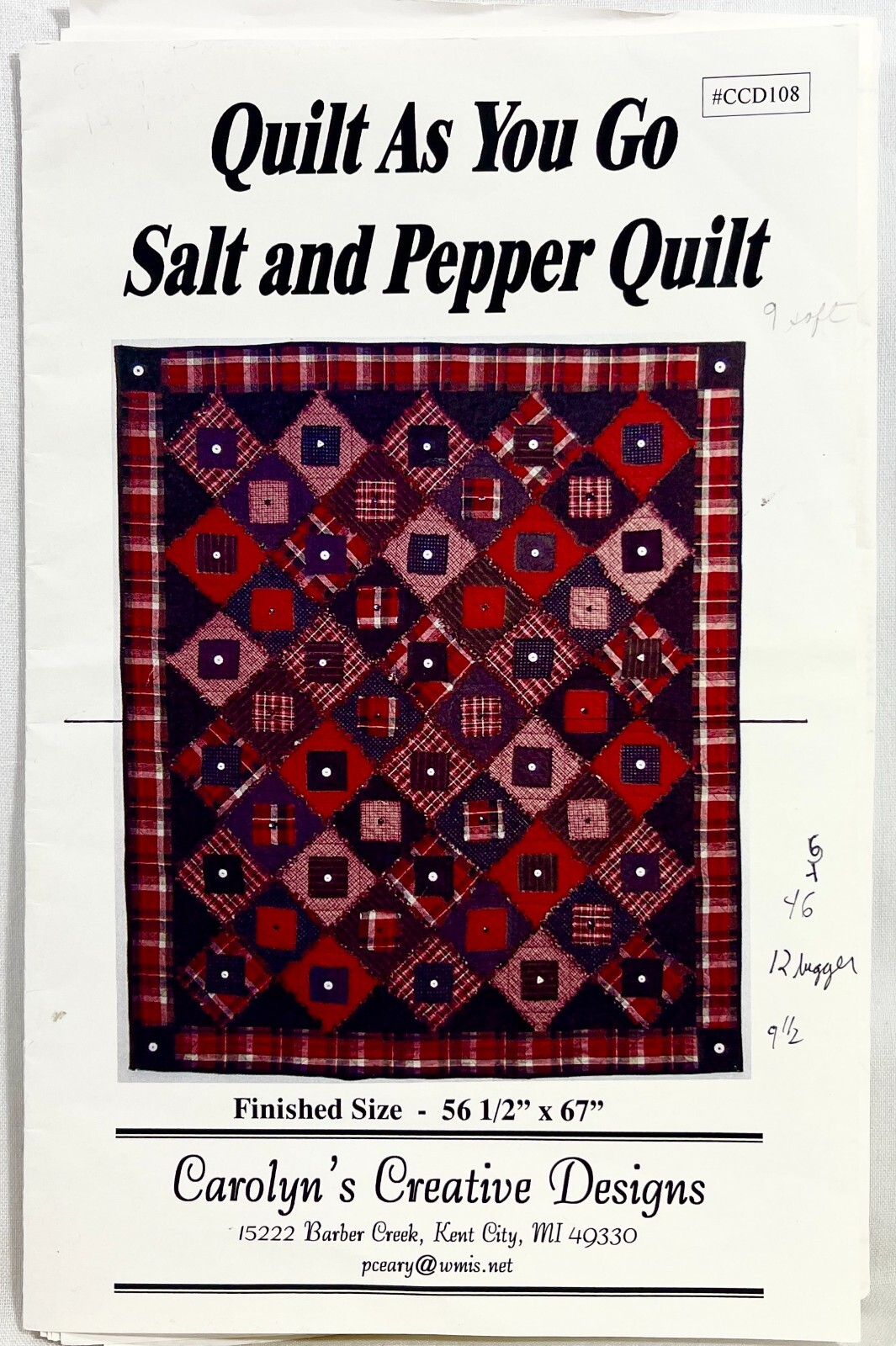2006 Carolyns Creative Designs Sewing Pattern CCD108 Salt & Pepper Quilt 13470