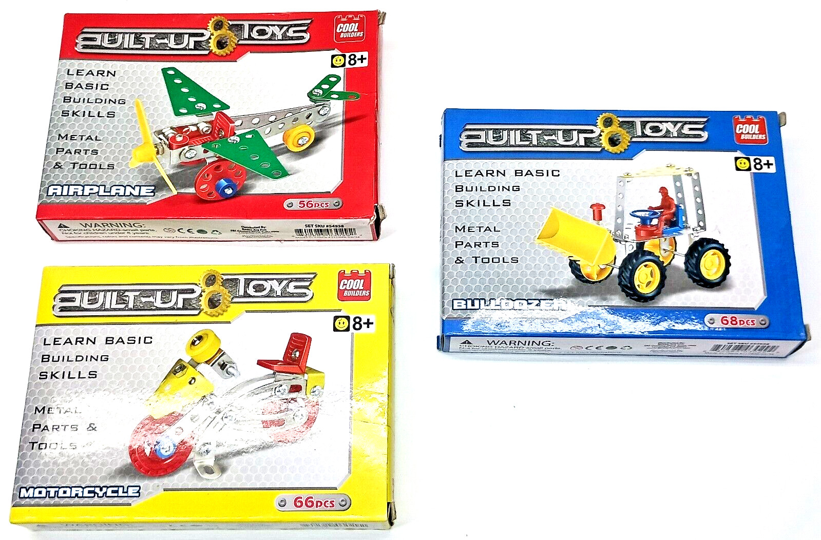 Cool Builders Bulldozer & Motorcycle Complete Kits + partial set of plane parts