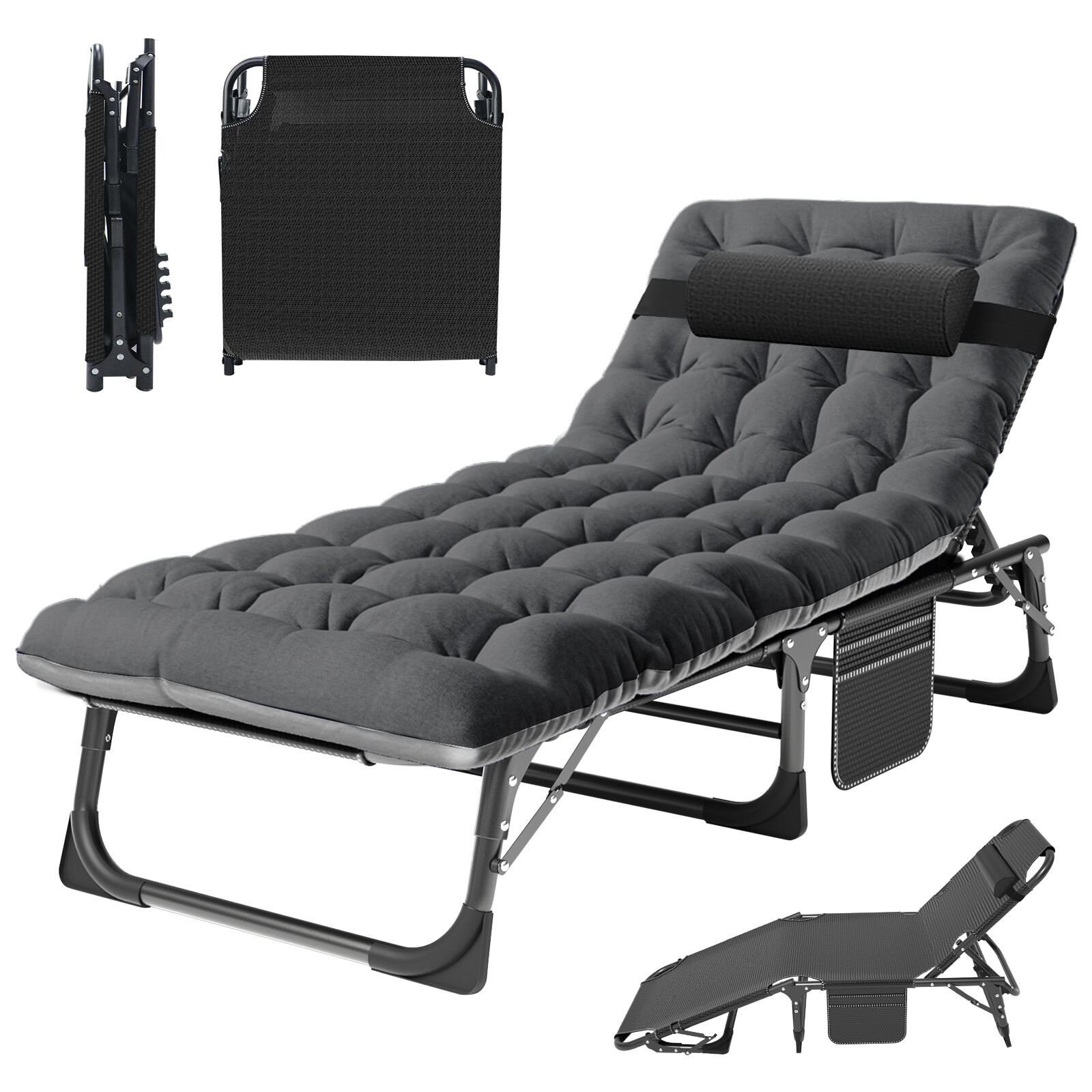 Folding Reclining Beach Sun Patio Chaise Lounge Chair Pool Lawn Lounger Outdoor