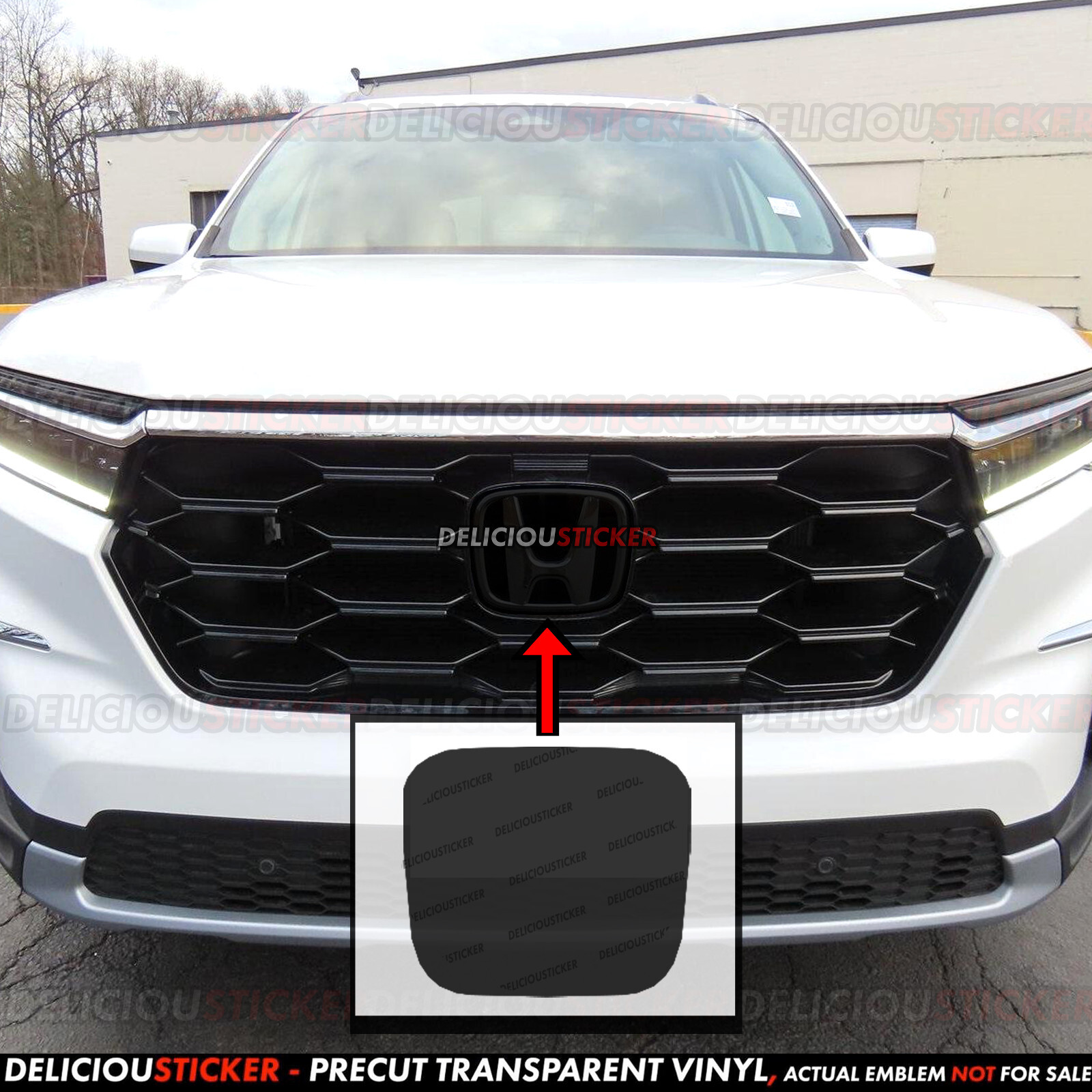 For Honda Pilot 2023-2026 Front Tint Vinyl on Emblem PreCut Dark Smoke ppf Decal