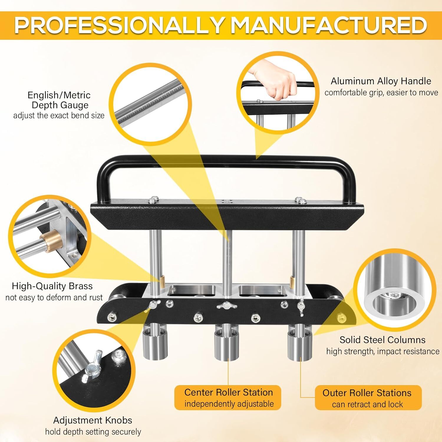 ER3 Three-Station Edge Roller, Large Radius Sheet Metal Bead Roller Bender