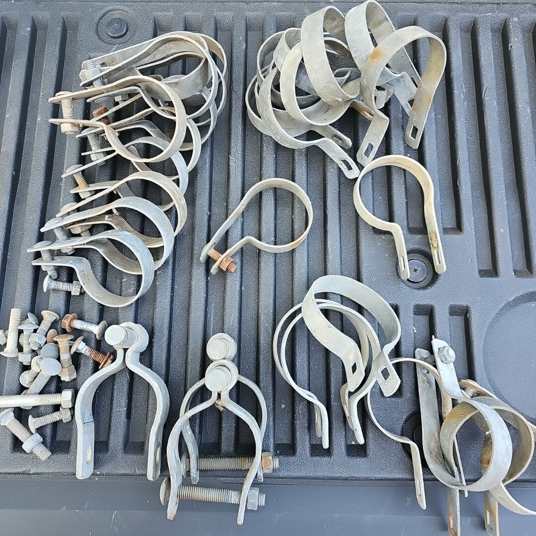 Lot of Vintage Chain Link Fence Hardware Gate Frame Hinge Galvanized