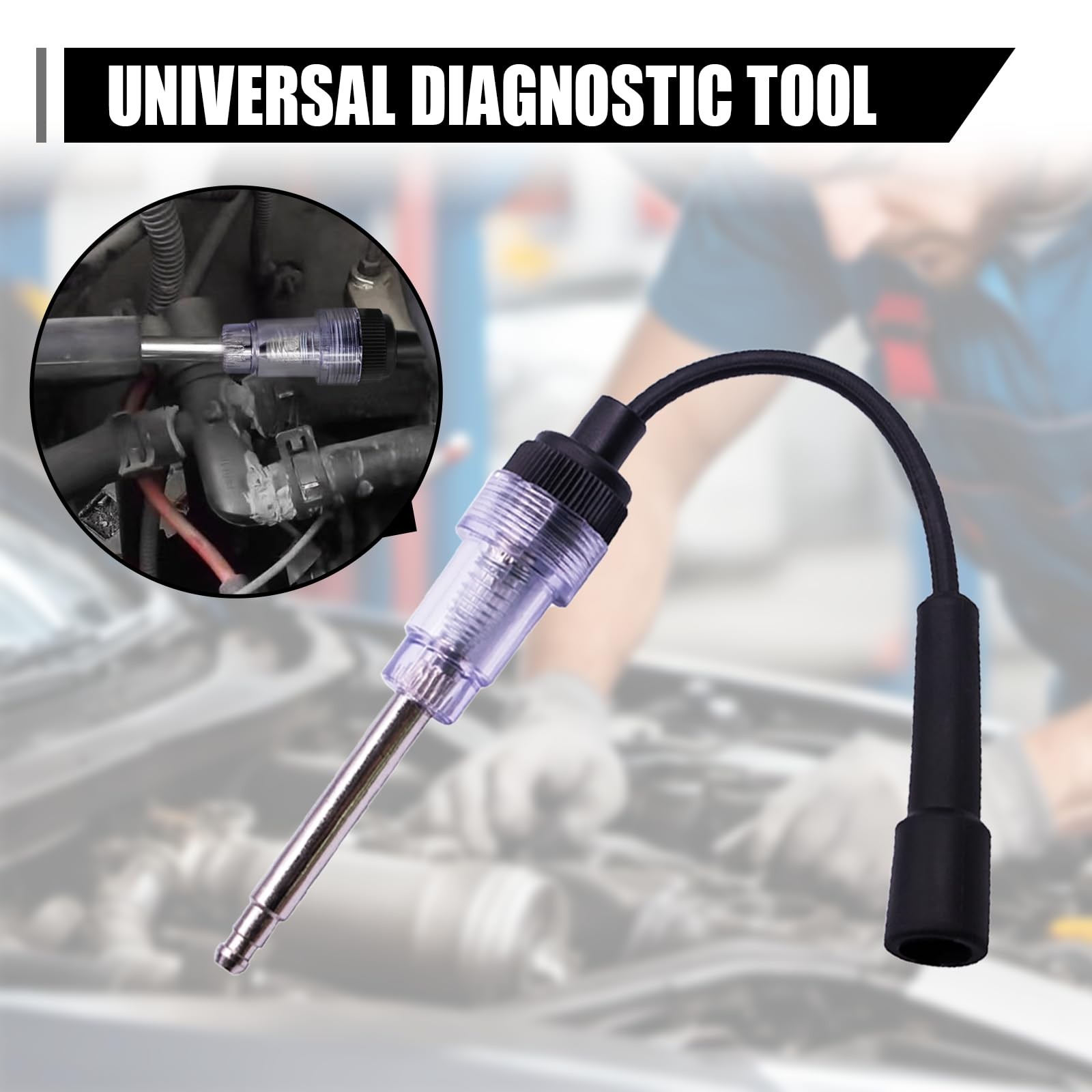 UHANBUT Inline Spark Plug Tester, Straight Boot Small Engine 1PC, Black