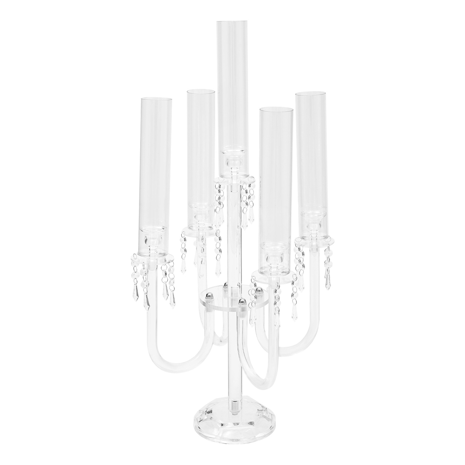 4PCS 5-Arm Candle Holders, 70cm Acrylic Candle Holders, Tabletop Candle Holders